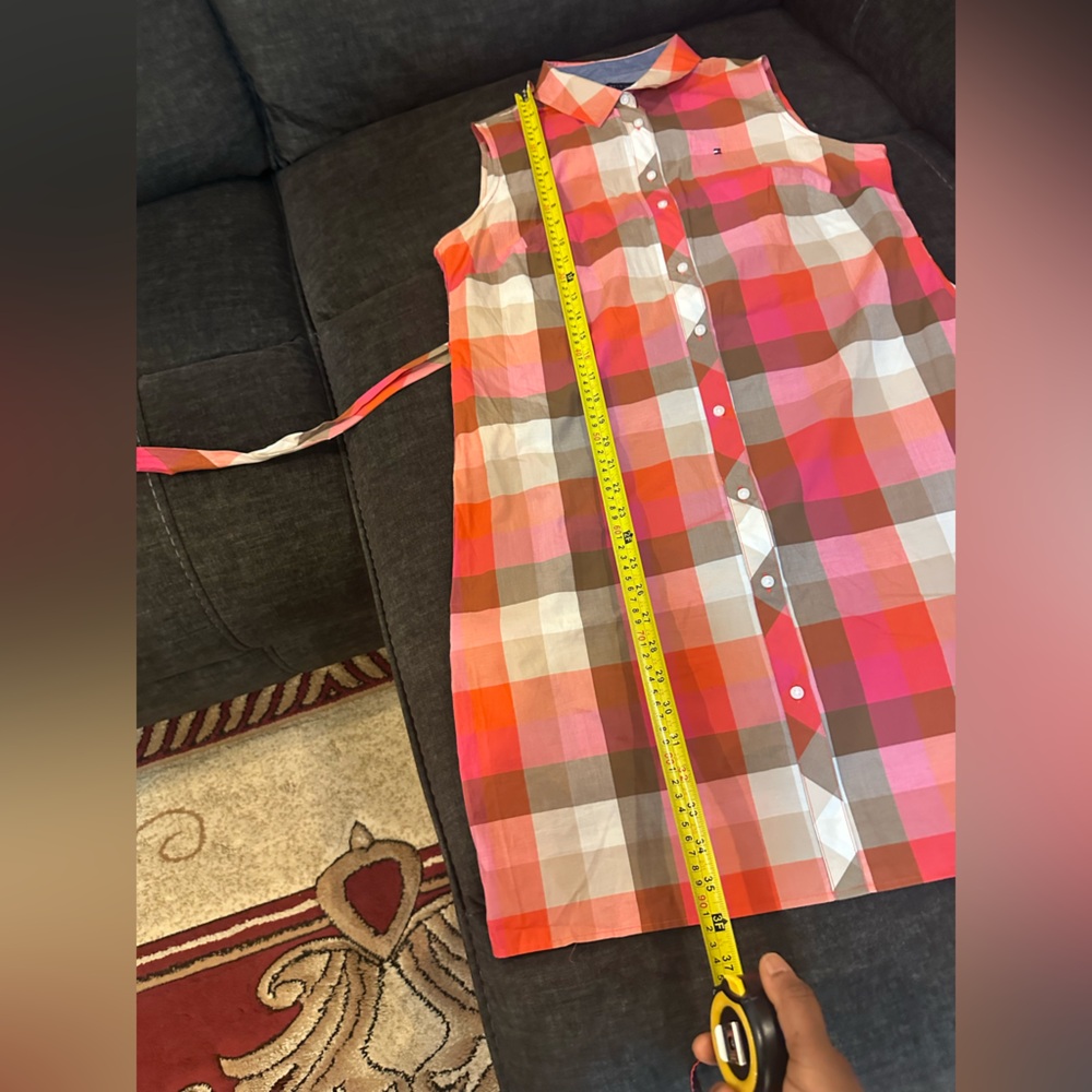 NWOT Tommy Hilfiger Vibrant Multicolor plaid button down Shirt Dress Size 10 - Picture 7 of 16
